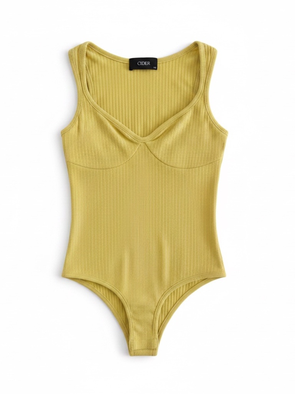 Cider Lime Green Ribbed Bodysuit XS V Neck Tank 🍋‍🟩